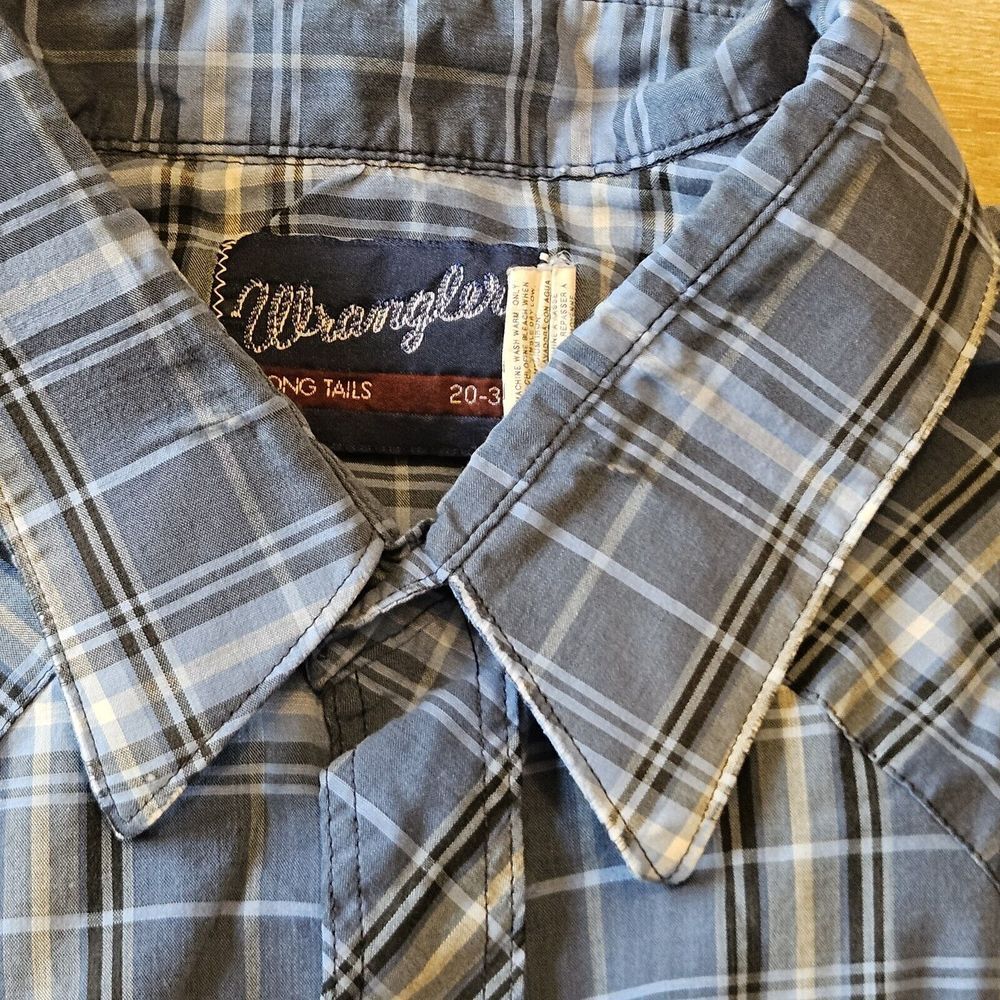 Wrangler Big Men Pearl Snap Plaid Shirt 20 X 35 X- Long Tail Western Cowboy...‎